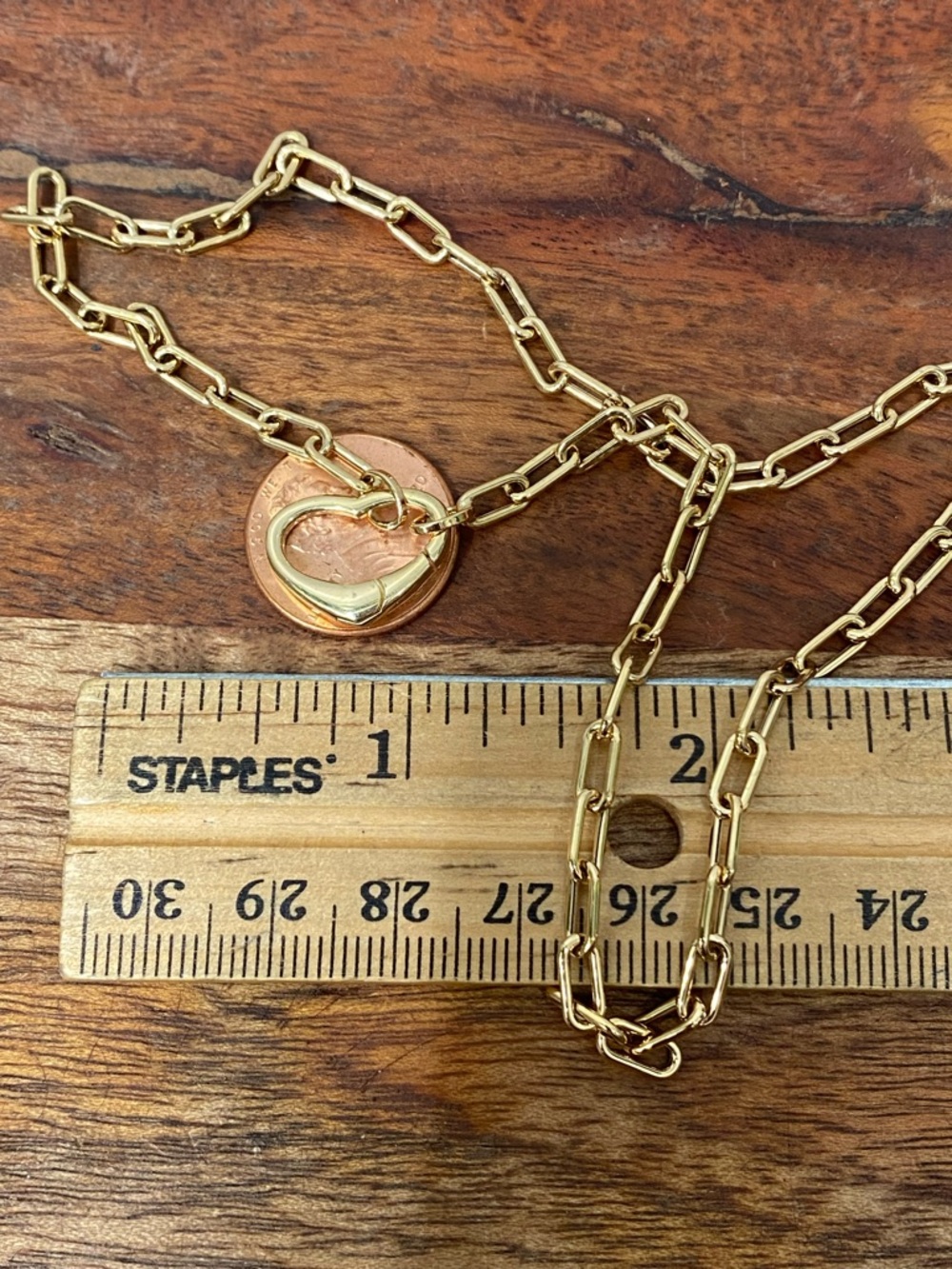 14K Yellow Gold Paperclip Heart Necklace - Picture 5 of 5